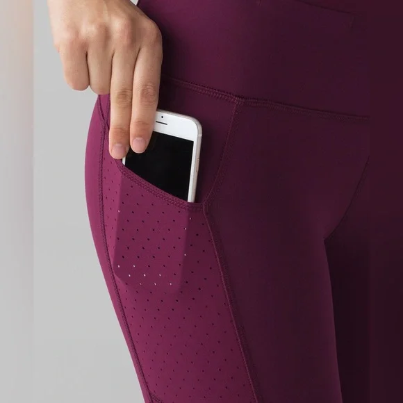 Lululemon Athletica Marvel Dark Pink Mind Over Miles Crop 17” Leggings size 4 - Picture 6 of 16